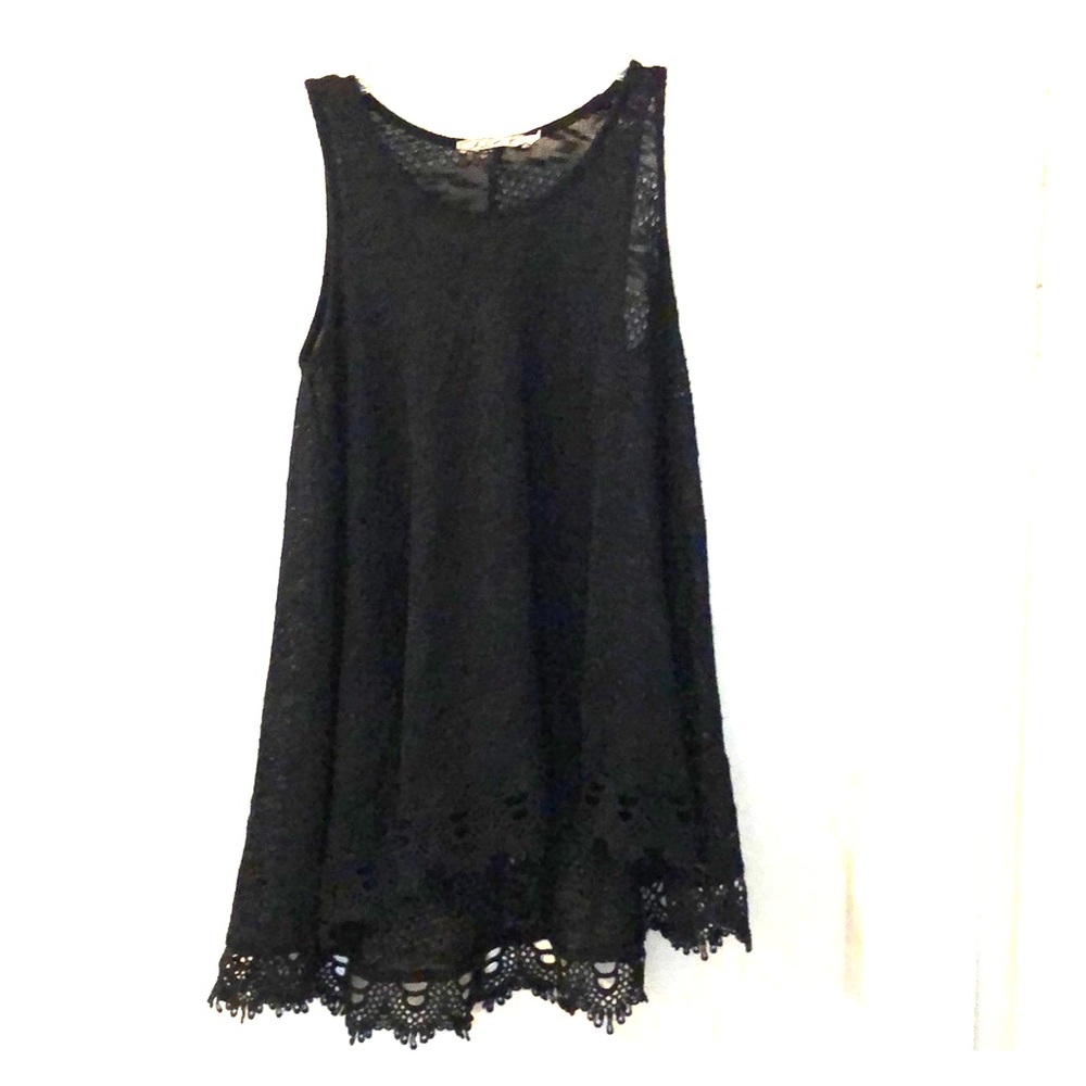 Black Sheer Knit Tank Top - Chloe K, medium